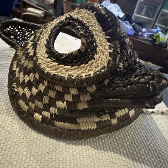 Vintage WOUNAAN Embera Tribe woven Chunga Shaman OWL MASK Panama SPIRITUAL Art - Picture 8 of 13